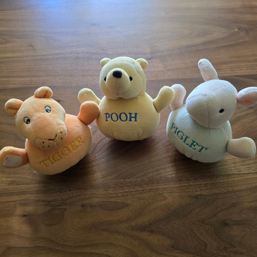 Gund Winnie the Pooh Plush Rattle Set Baby 4in Multicolor Tigger Piglet Vintage